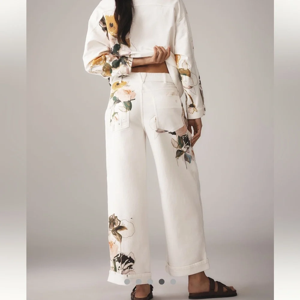 Leigh Viner x Anthropologie Relaxed Cuffed Wide-Leg Trousers (28 Tall) - Picture 3 of 5